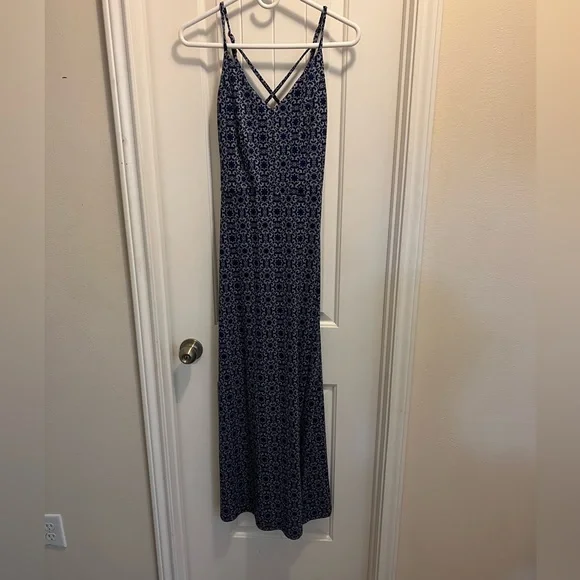 Market & Spruce Dresses | Market & Spruce Navy Patterned Maxi Dress | Color: Blue/White | Size: S | Ndf924's Closet